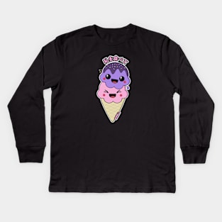 Kawaii Ice Cream Cone Kids Long Sleeve T-Shirt